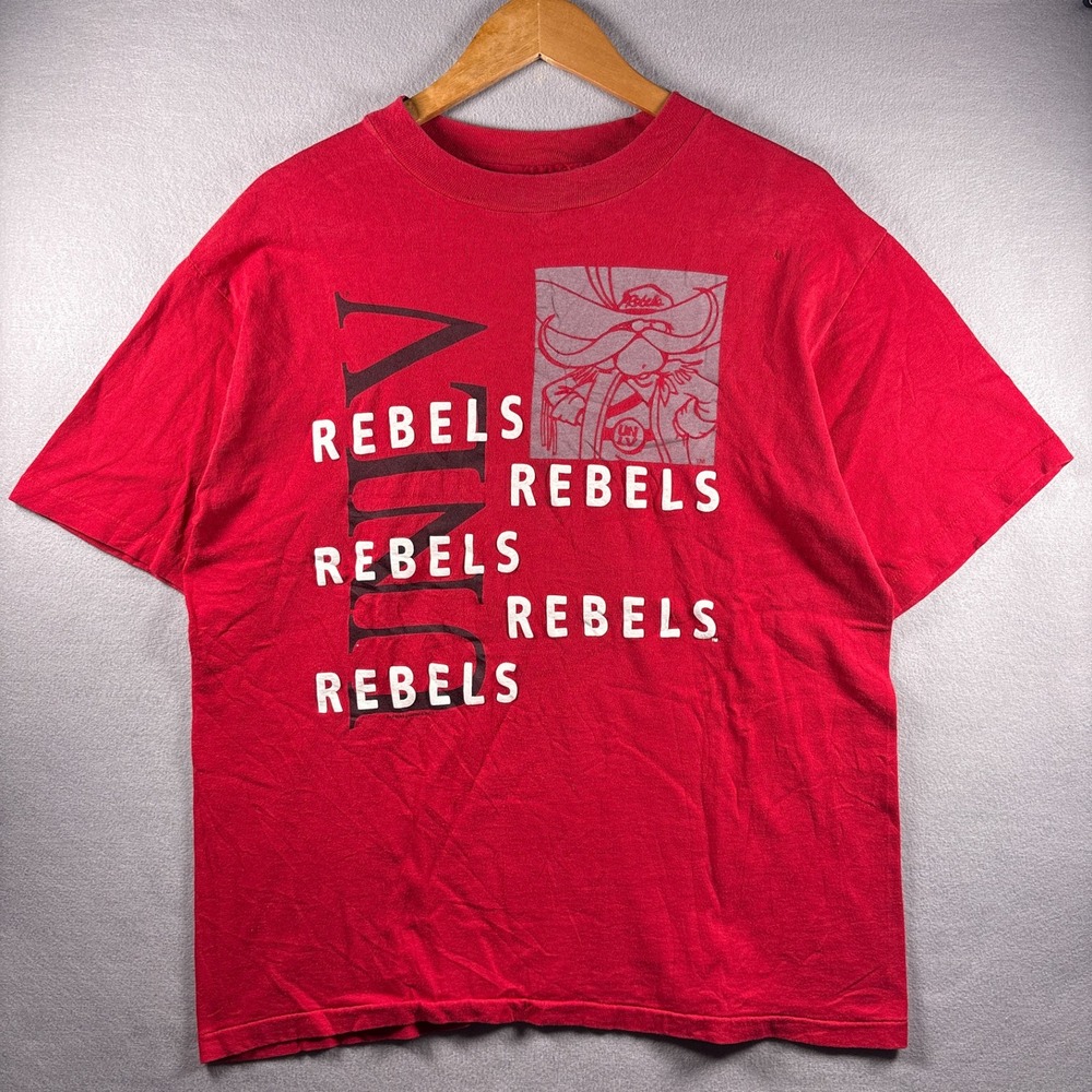 Vintage UNLV Runnin Rebels Large T-Shirt Single Stitch Thick Print